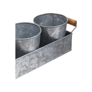Orsina Galvanised Steel Herb Pots with Tray - Set of 3 Window Planters