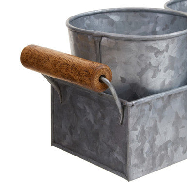 Orsina Galvanised Steel Herb Pots with Tray - Set of 3 Window Planters