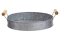 Orsina Drummond Round Galvanised Steel Serving Tray with Wood Handles