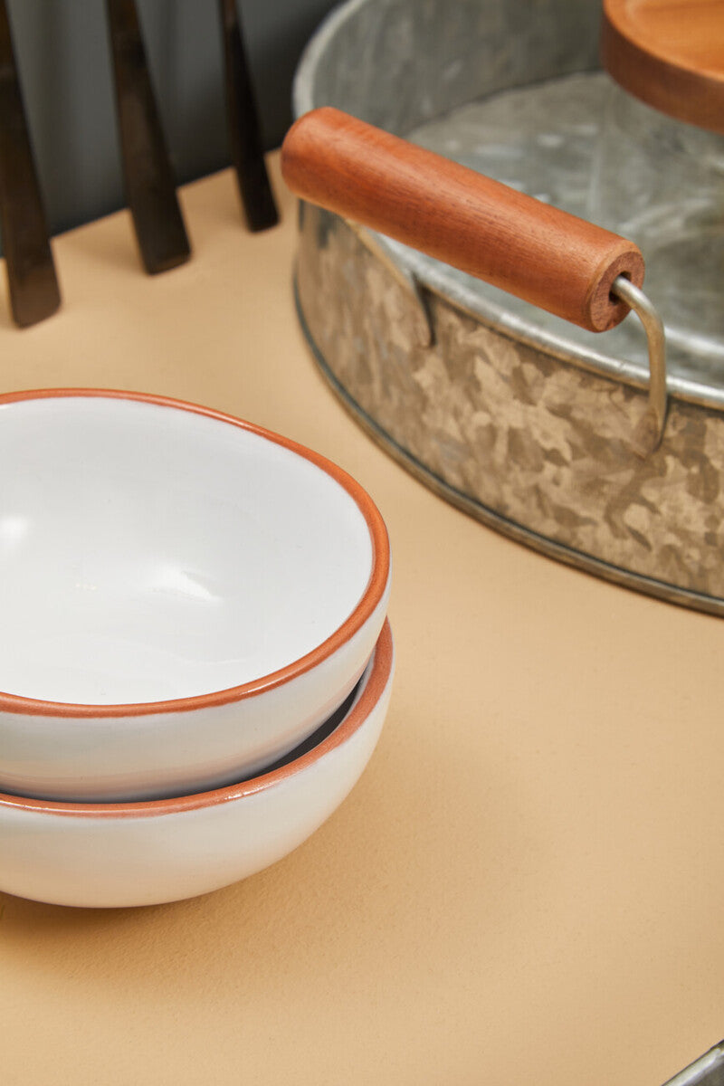 Orsina Drummond Round Galvanised Steel Serving Tray with Wood Handles