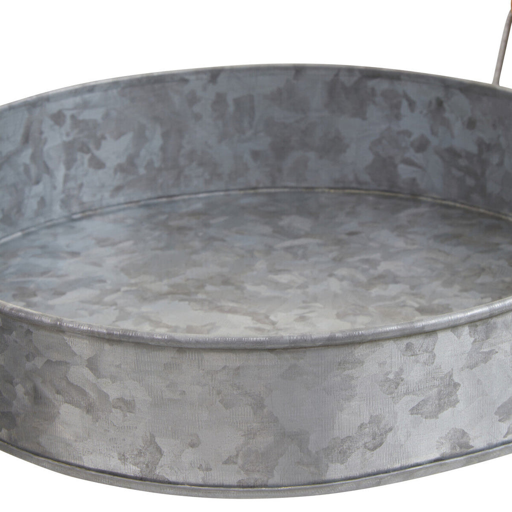 Orsina Drummond Galvanised Steel Round Serving Tray with Wood Handles