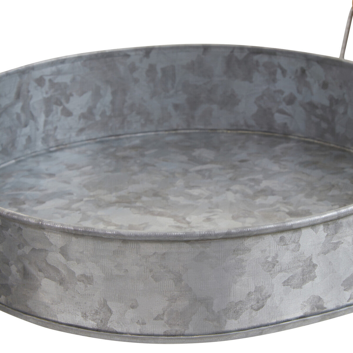 Orsina Drummond Galvanised Steel Round Serving Tray with Wood Handles