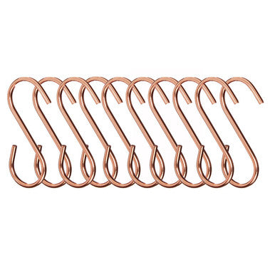 Orsina Rose Gold S-Hooks – Set of 10 Metal Hanging Hooks for Kitchen