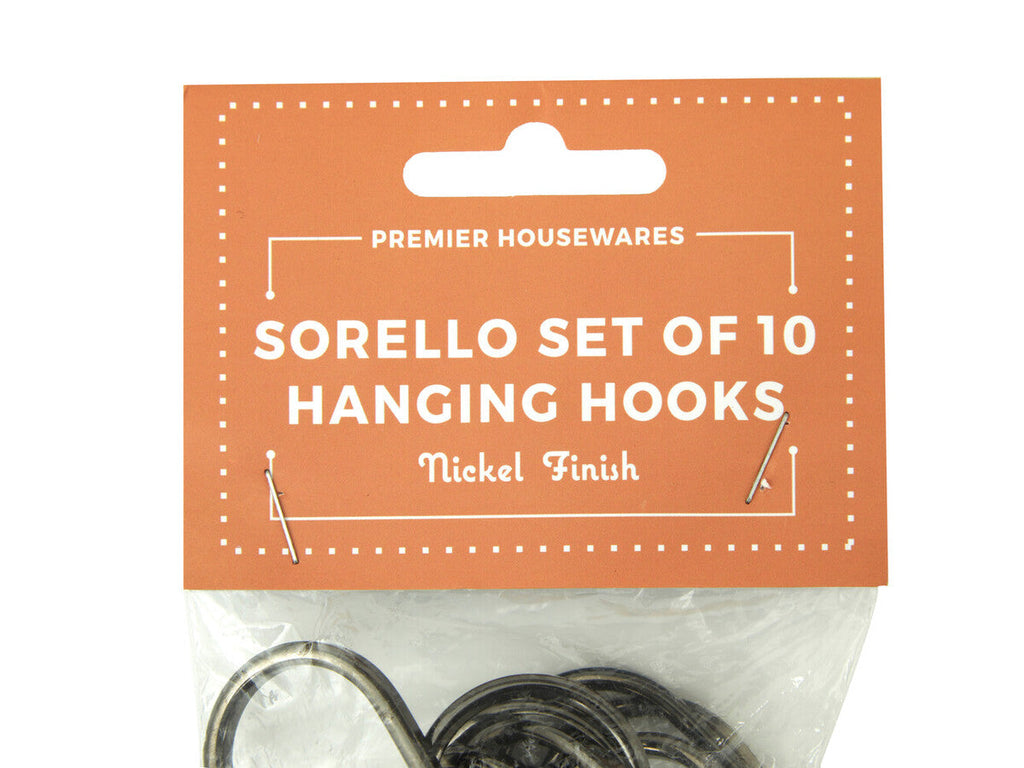 Orsina Sorello Gunmetal Black S Hooks for Rails - Set of 10