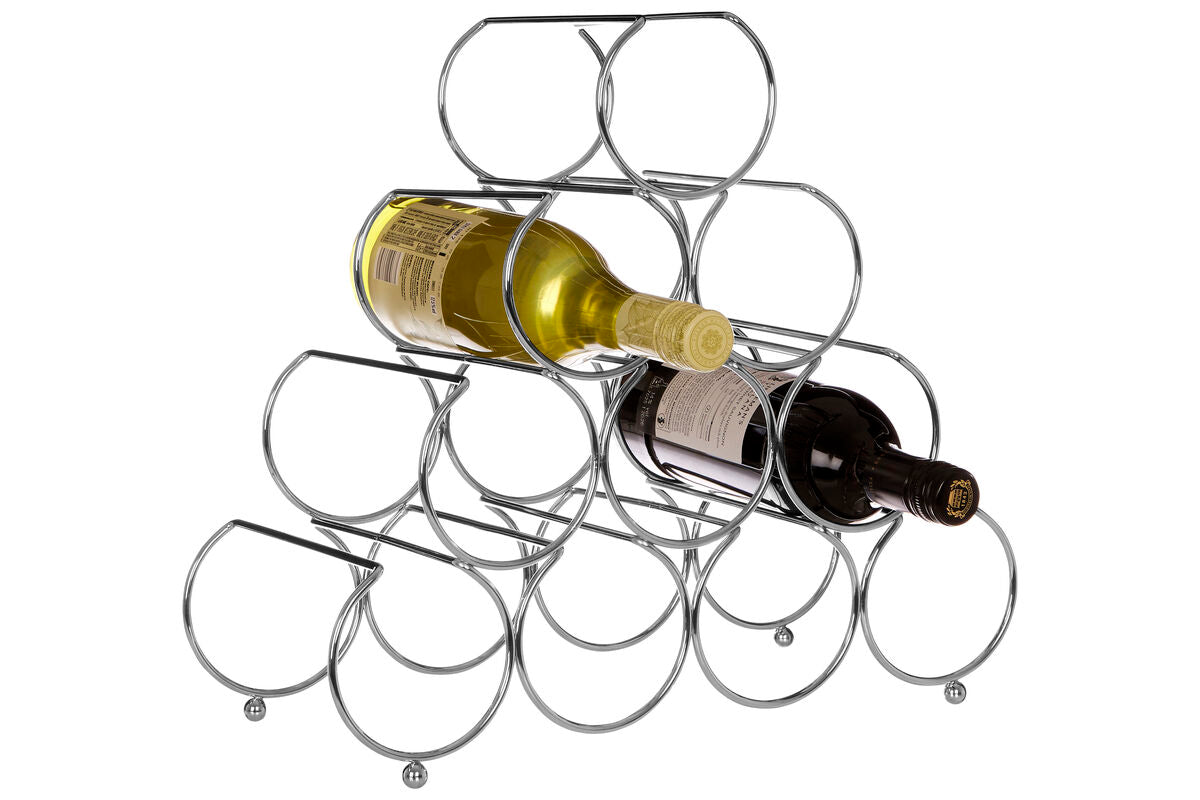 Orsina Pyramid Wine Rack – Modern Silver Metal Countertop Bottle Holder
