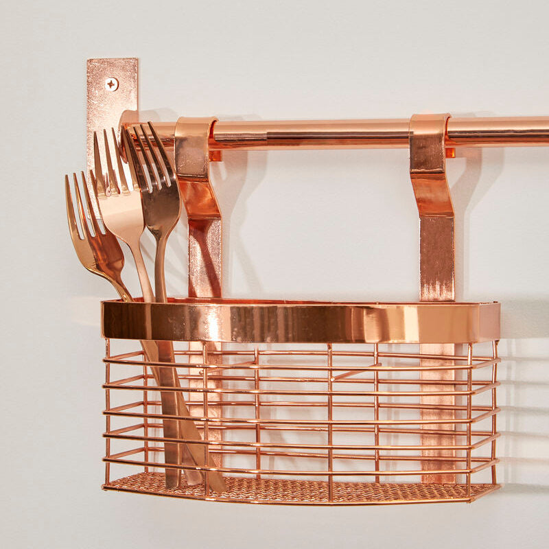 Orsina Sorello Rose Gold Hanging Storage Basket | Kitchen Utensil Holder