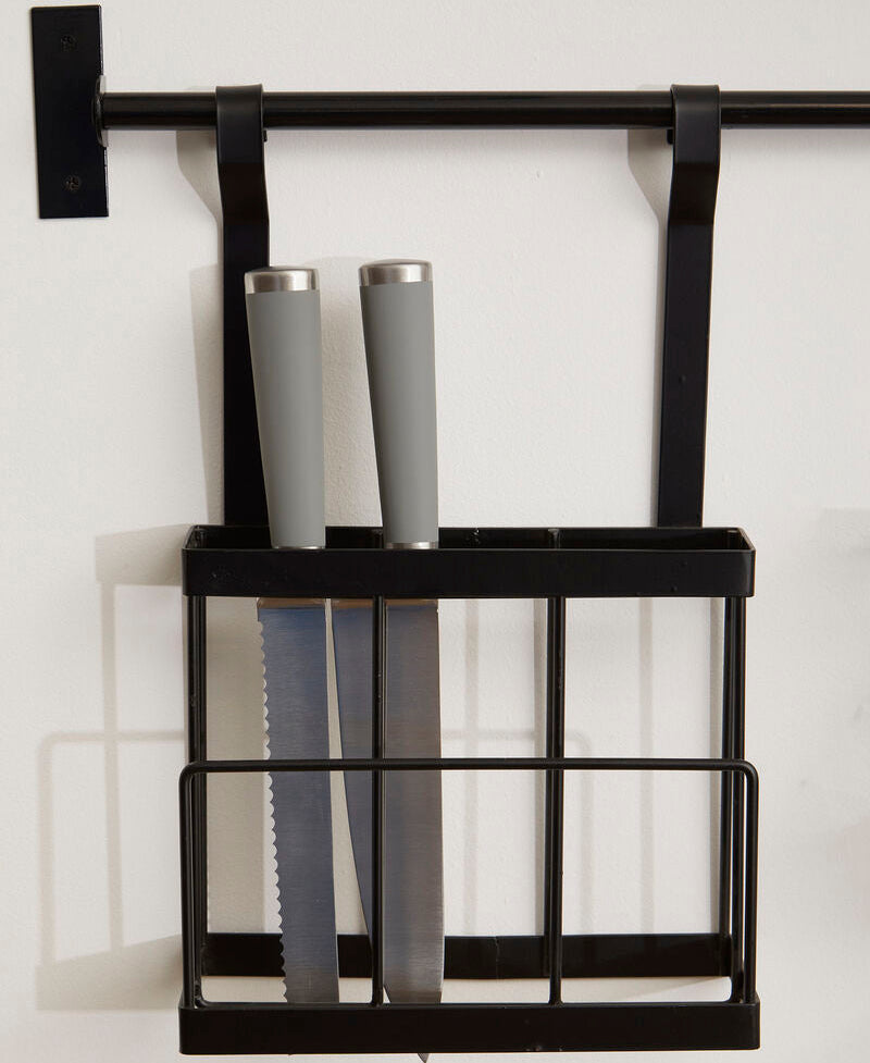 Orsina Sorello Matt Black Hanging Knife Rack & Storage Organizer