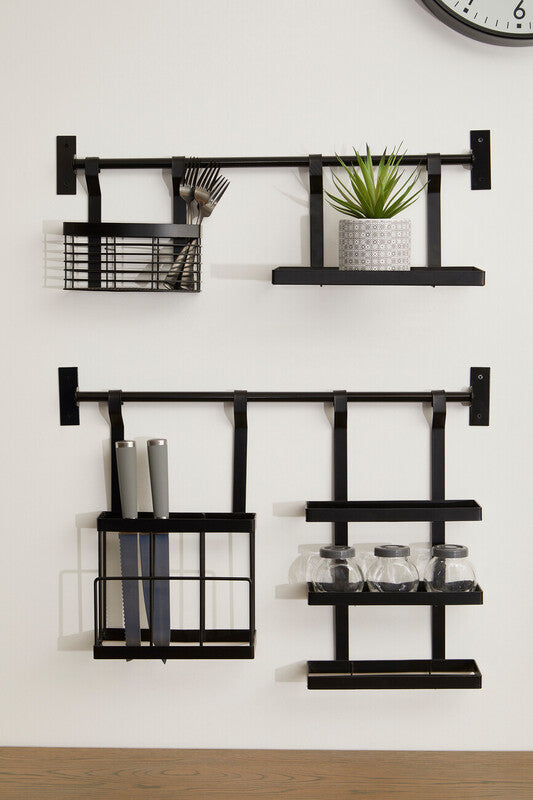 Orsina Sorello 3-Tier Hanging Kitchen Rack - Matt Black Storage