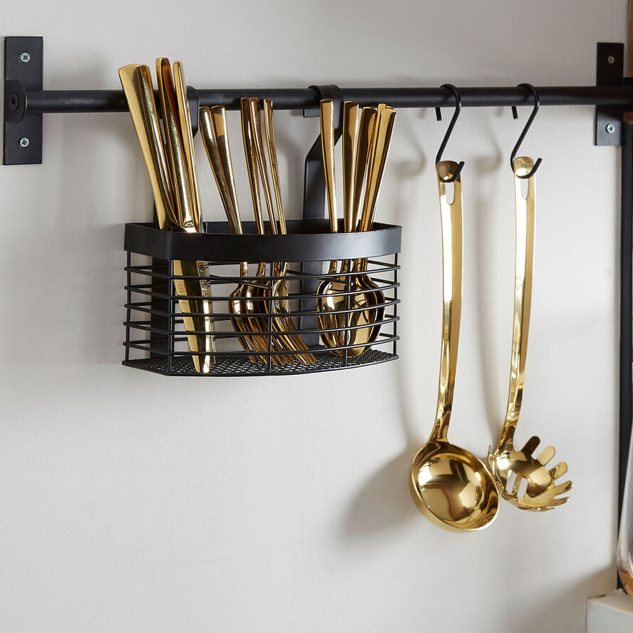 Orsina Sorello Matte Black Hanging Storage Basket | Kitchen Organizer