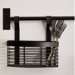Orsina Sorello Matte Black Hanging Storage Basket | Kitchen Organizer
