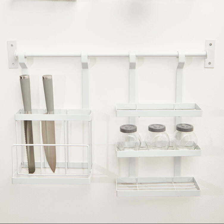 Orsina Sorello 3-Tier Hanging Kitchen Rack – White Iron Spice Shelf
