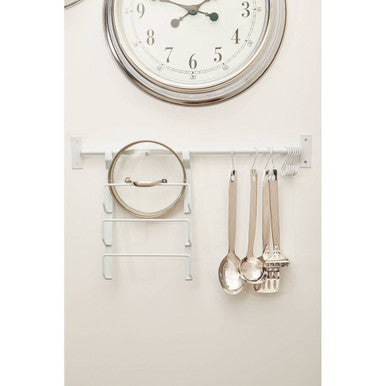 Orsina Sorello White Iron Hanging Pan Lid Rack – 3-Tier Wall Organizer