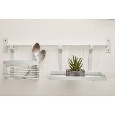 Orsina Sorello White Iron Hanging Storage Basket | Kitchen Utensil Holder