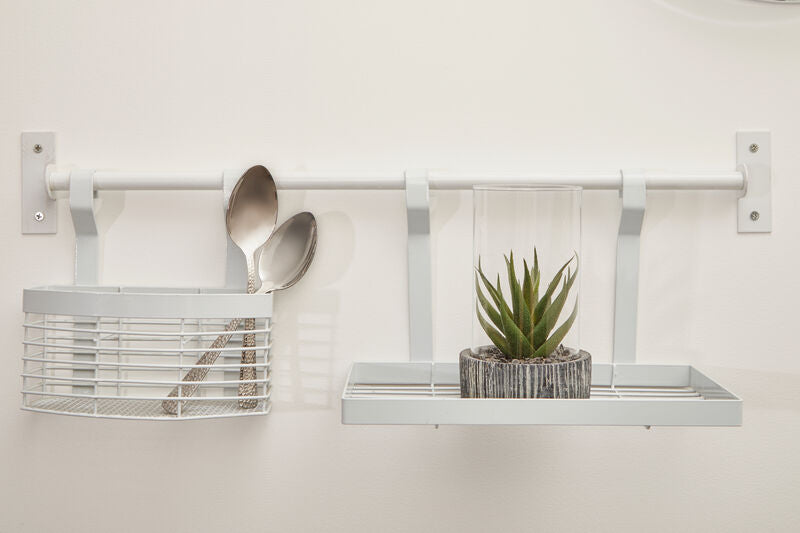 Orsina Sorello White Iron Single Shelf Storage Rack – Kitchen Wall Organizer