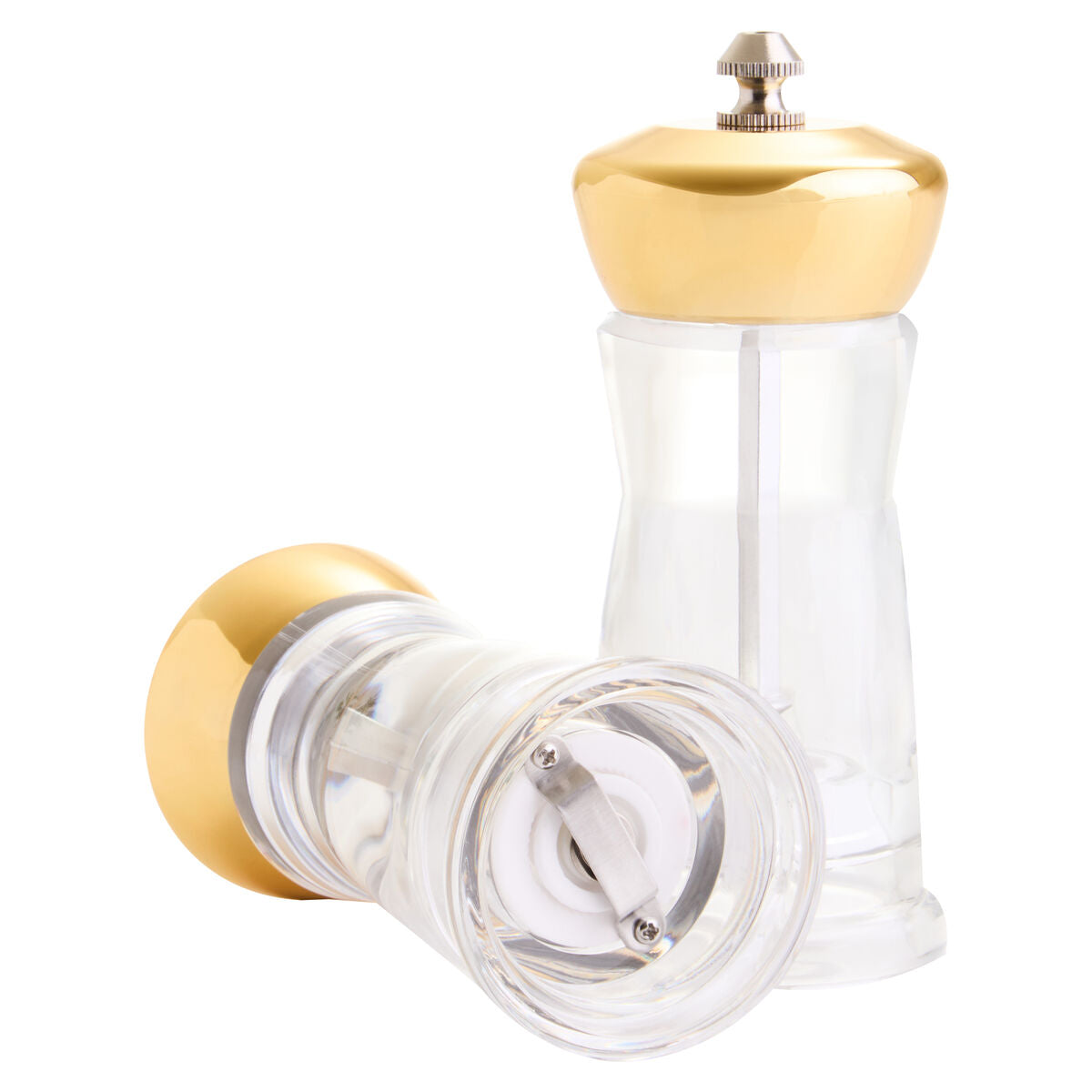 Orsina Cody Gold Salt and Pepper Mill Set with Stand | Clear & Gold