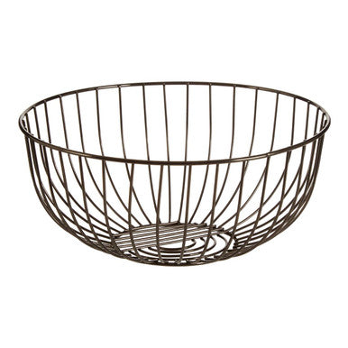Orsina Vertex Round Fruit Basket – Black Nickel Wire Kitchen Bowl