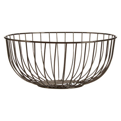 Orsina Vertex Round Fruit Basket – Black Nickel Wire Kitchen Bowl