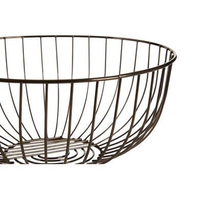 Orsina Vertex Round Fruit Basket – Black Nickel Wire Kitchen Bowl