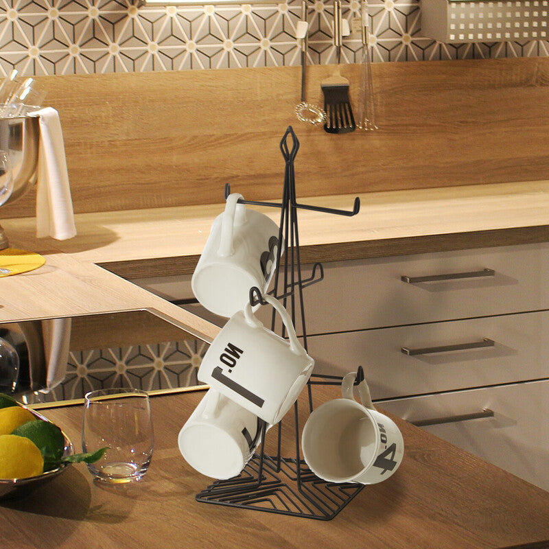 Orsina Vertex Six Cup Mug Tree – Modern Vertical Kitchen Storage Rack