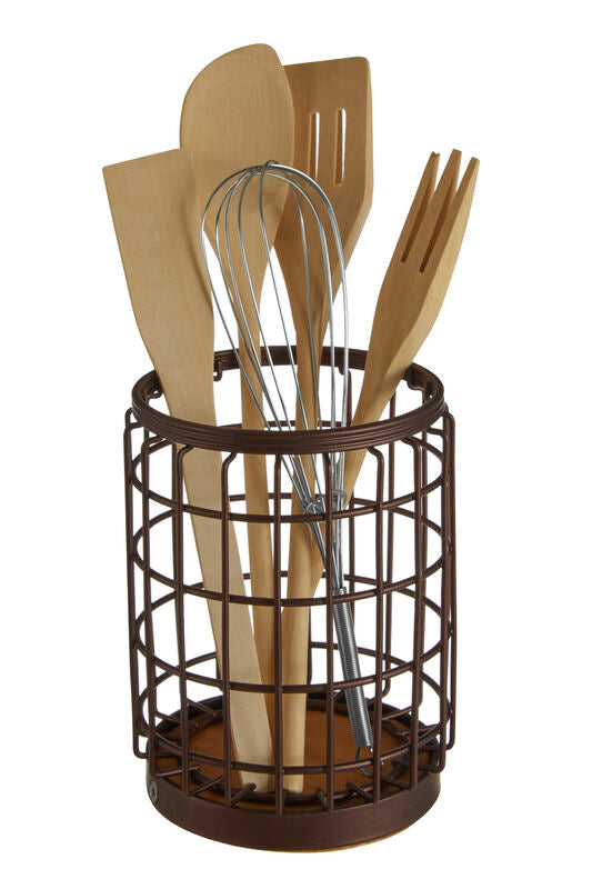 Orsina Vertex Round Utensil Holder – Bronze Coated Kitchen Organizer