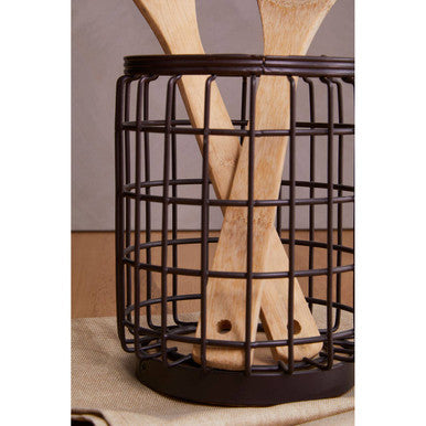 Orsina Vertex Round Utensil Holder – Bronze Coated Kitchen Organizer