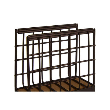 Orsina Vertex Bronze Napkin Holder – Powder Coated Steel & Rubberwood
