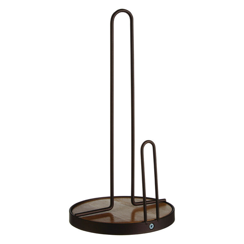 Orsina Vertex Kitchen Roll Holder – Bronze Powder Coated & Rubberwood