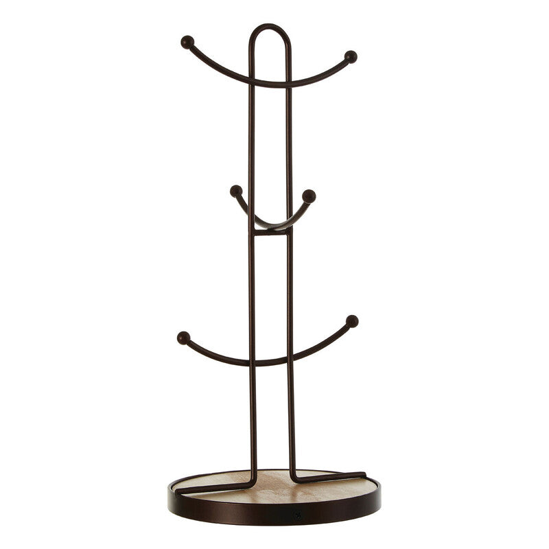 Orsina Vertex Bronze 6 Mug Tree – Rubberwood Base Kitchen Organizer