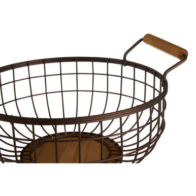 Orsina Vertex Fruit Basket – Bronze Powder Coated Steel with Wood Handles