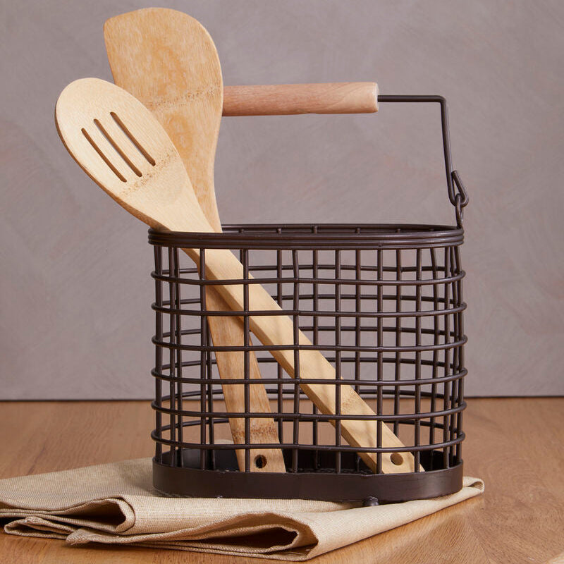 Orsina Vertex Oval Utensil Holder – Bronze Coated Kitchen Organizer