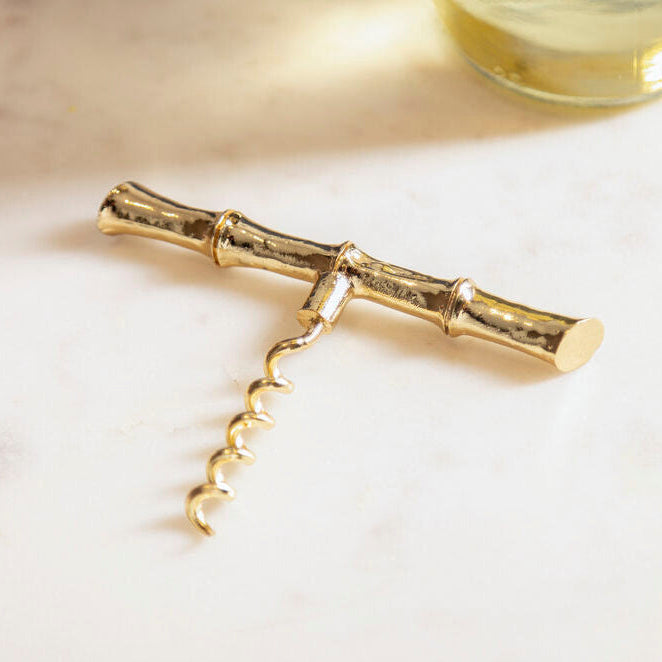 Orsina Bamboo Design Corkscrew – Modern Retro Gold Wine Opener