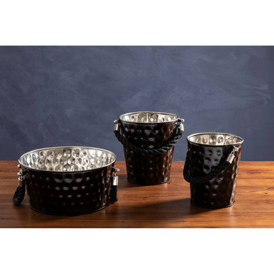 Orsina Miressa Small Black Party Bucket – Matte Drink Cooler with Handle
