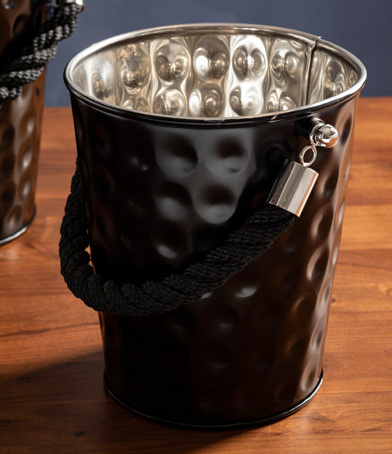 Orsina Miressa Small Black Party Bucket – Matte Drink Cooler with Handle