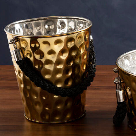 Orsina Miressa Gold Ice Bucket – Medium Beverage Tub with Rope Handle