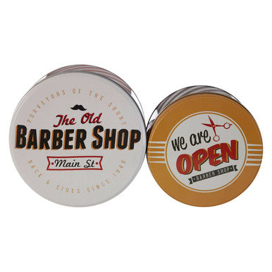 Orsina Paice Barber Shop Storage Tins – Vintage Metal Set of 2