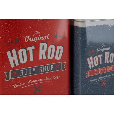 Orsina Paice Hot Rod Storage Canisters – Retro Metal Garage Decor (Set of 2)