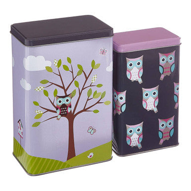 Orsina Happy Owls Storage Canisters – Set of 2 Kids Nursery Decor