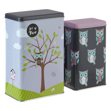 Orsina Happy Owls Storage Canisters – Set of 2 Kids Nursery Decor