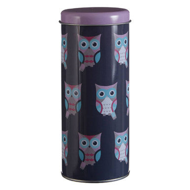 Orsina Happy Owls Round Storage Canister – Blue Kids Desk Organizer