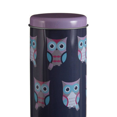 Orsina Happy Owls Round Storage Canister – Blue Kids Desk Organizer