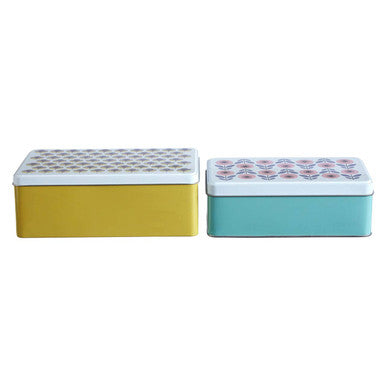 Orsina Paice Rectangular Storage Tins – Set of 2 Floral Stackable Tins
