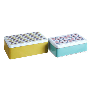 Orsina Paice Rectangular Storage Tins – Set of 2 Floral Stackable Tins