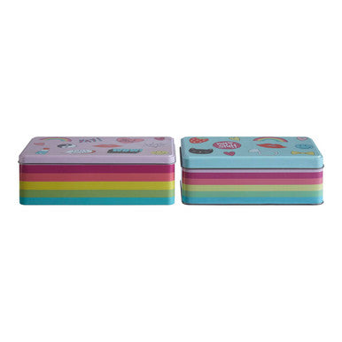 Orsina Paice Storage Tins - Set of 2 Decorative Kids Toy & Craft Organizers