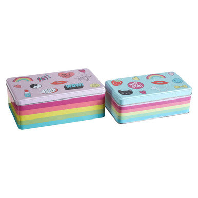 Orsina Paice Storage Tins - Set of 2 Decorative Kids Toy & Craft Organizers