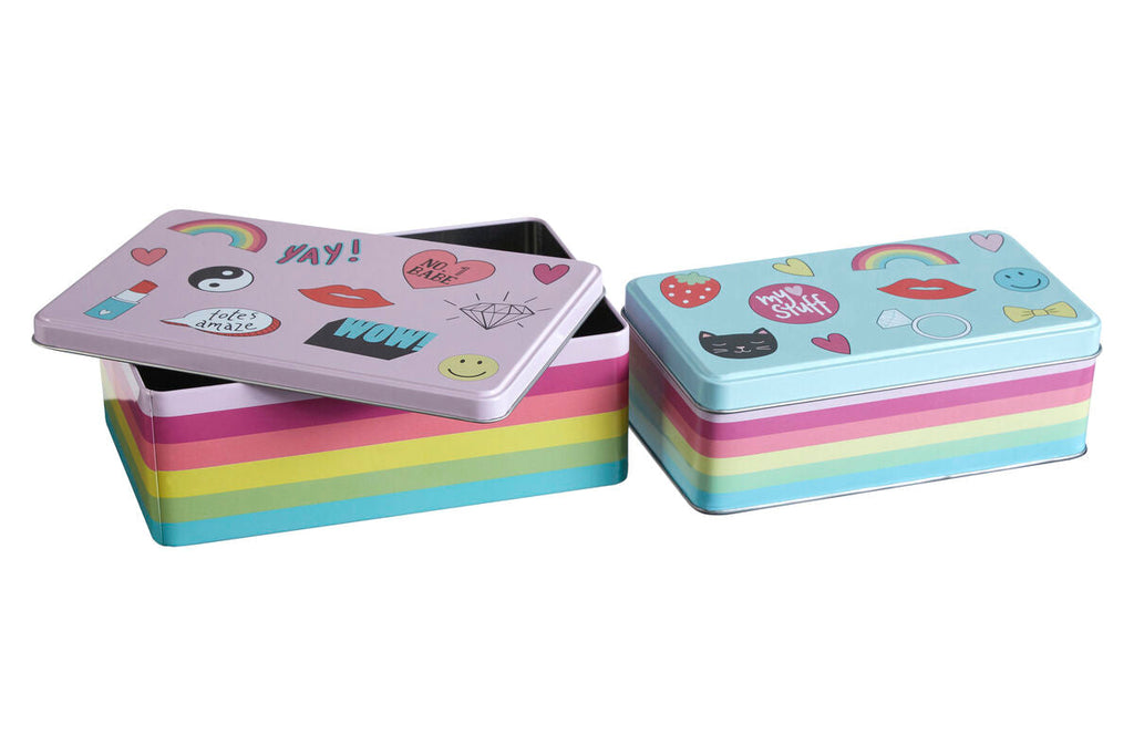 Orsina Paice Storage Tins - Set of 2 Decorative Kids Toy & Craft Organizers
