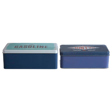 Orsina Hot Rod Storage Tins – Set of 2 Retro Industrial Metal Boxes