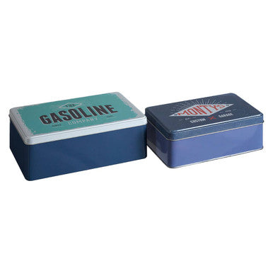 Orsina Hot Rod Storage Tins – Set of 2 Retro Industrial Metal Boxes