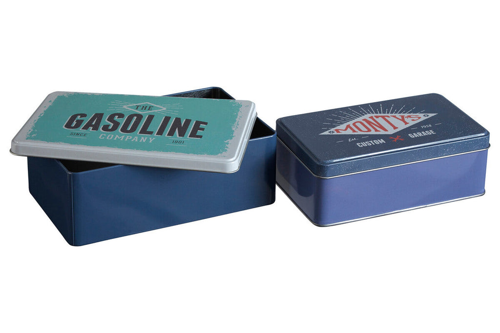 Orsina Hot Rod Storage Tins – Set of 2 Retro Industrial Metal Boxes
