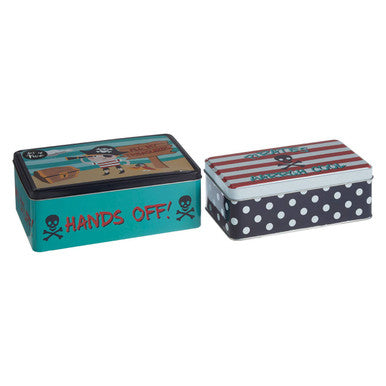 Orsina Pirate Storage Tins – Set of 2 Nesting Metal Kids Toy Bins