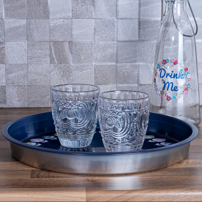 Orsina Paice Serving Tray – Navy Blue Mandala Patterned Decor
